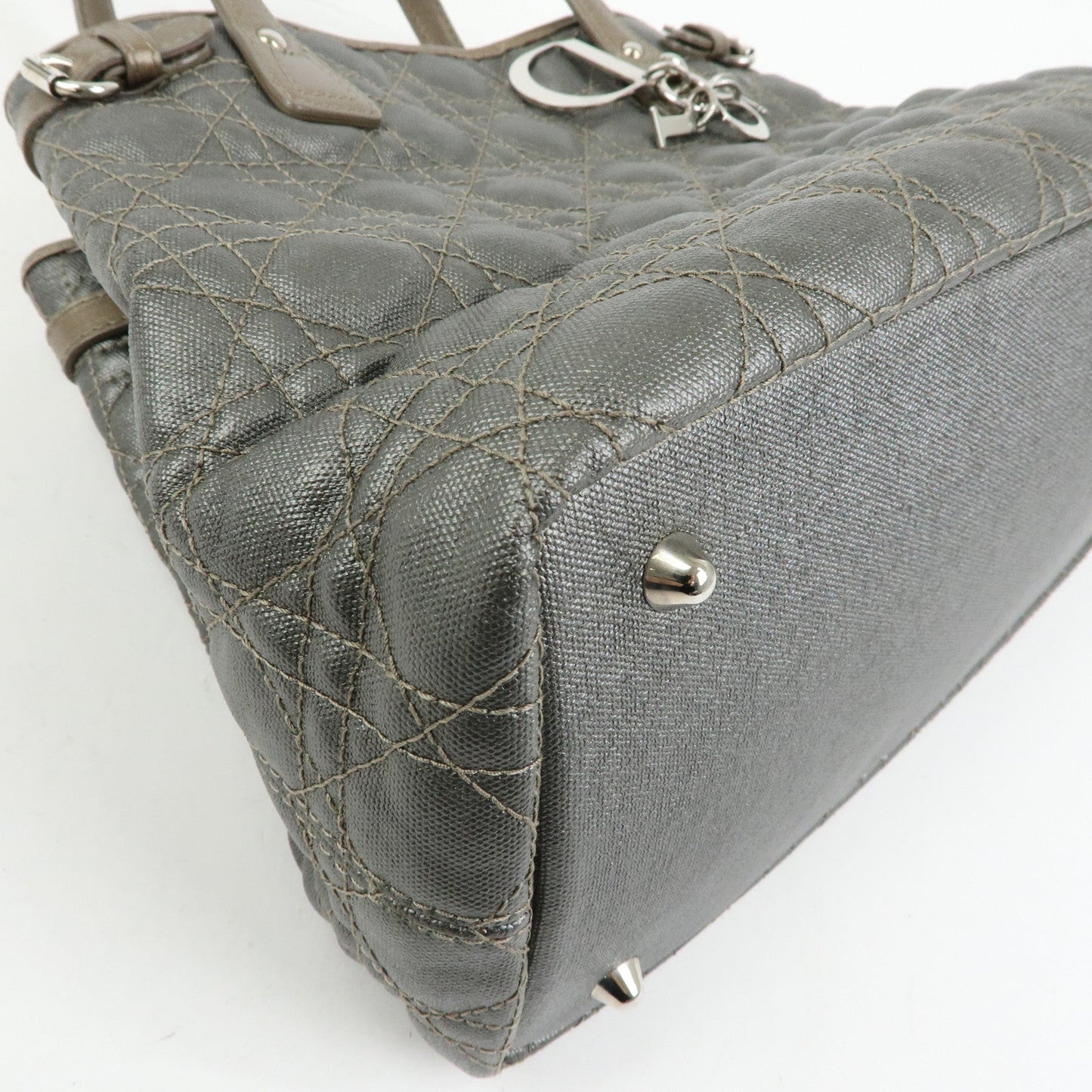 Christian Dior Panarea Cannage PVC Coated Canvas Tote Bag Gray