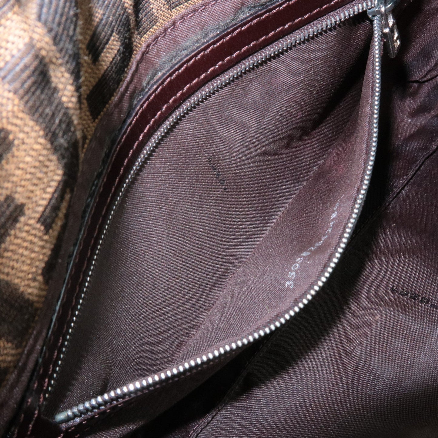 FENDI Zucca Mamma Baguette Canvas Shoulder Bag 26424 Brown Black