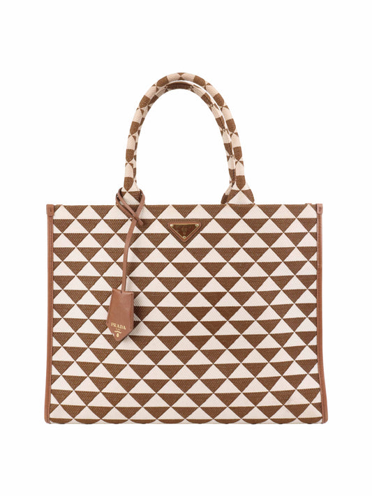 Prada Brown & Cream Large Symbole Tote.