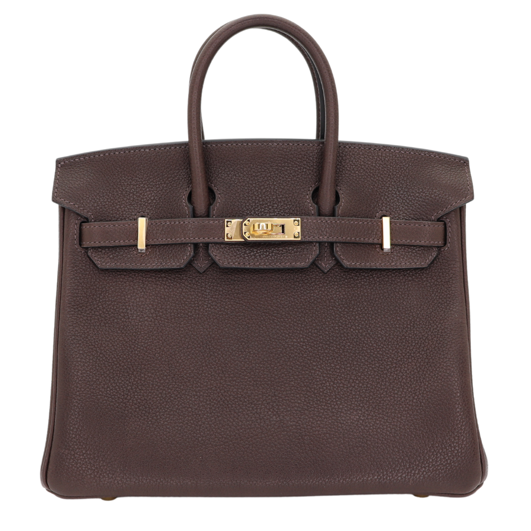 Hermes25cm Birkin Ebene Barenia Faubourg Gold Hardware