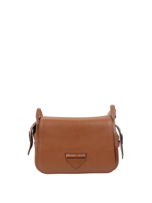 Prada Cognac Luxe Shoulder Bag.