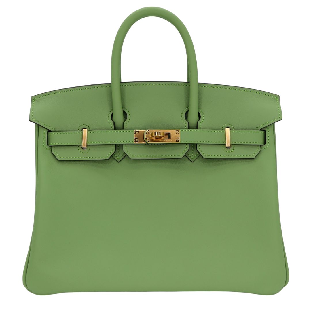 Hermes25cm Birkin Vert Criquet Swift Leather Gold Hardware