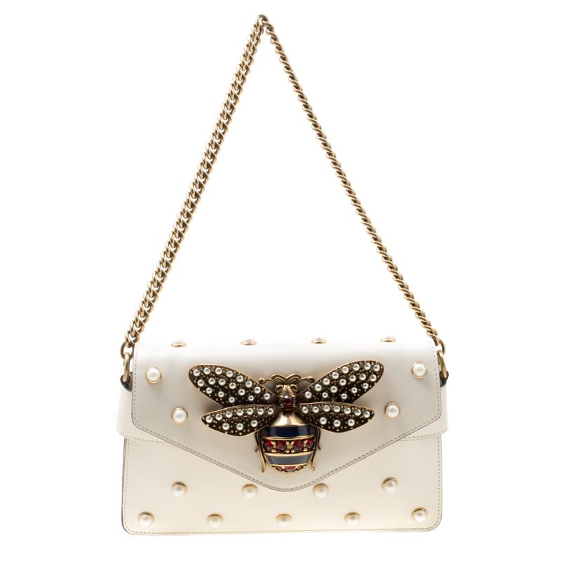 Gucci Nylon Chain Leather Shoulder Bag