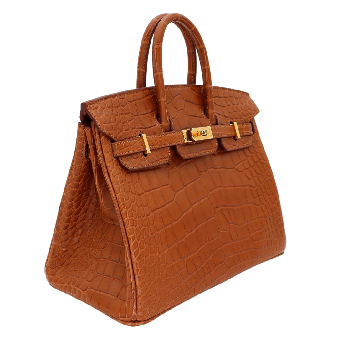 Hermes25cm Birkin Gold Matte Alligator Gold Hardware