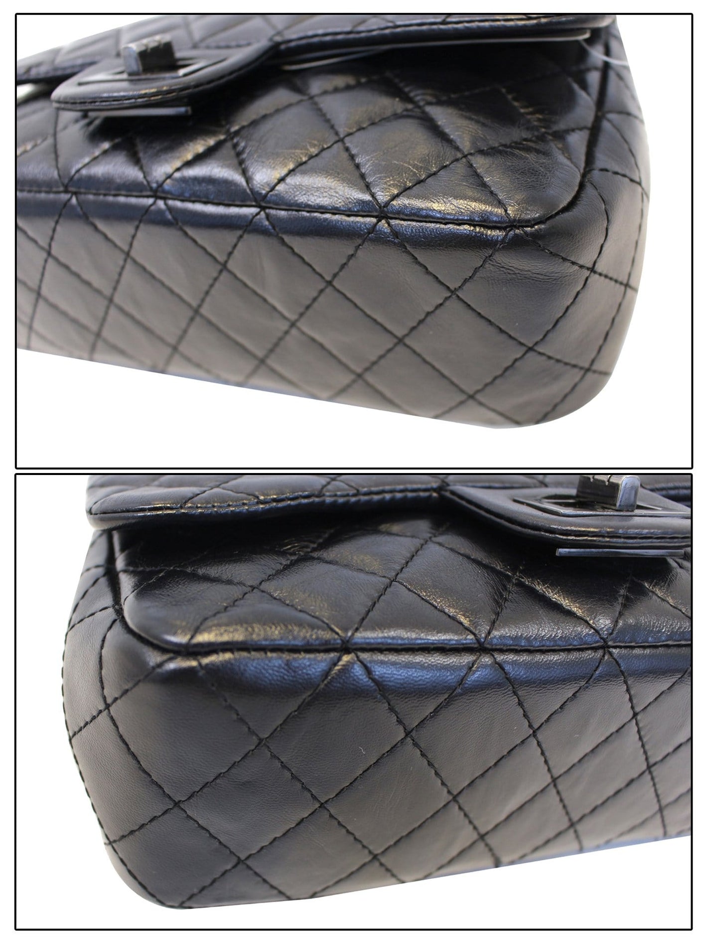 CHANEL Black Metallic Reissue 2.55 Leather Flap Bag