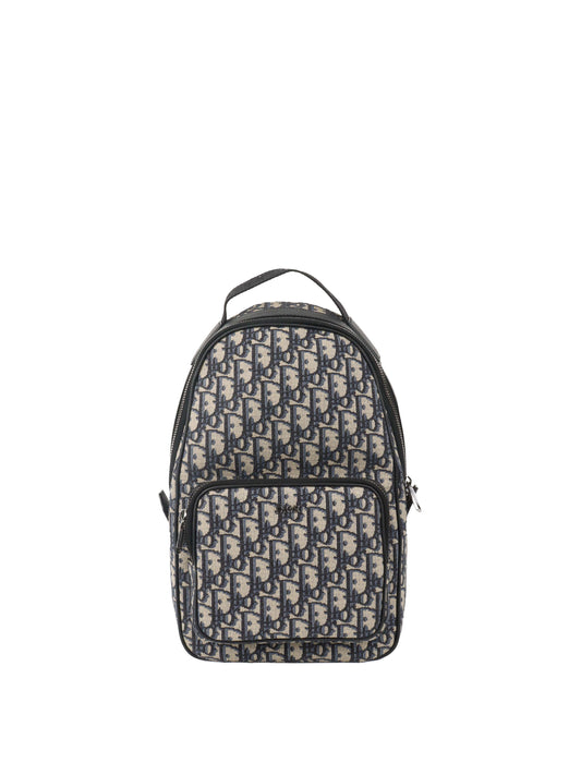 Dior Blue Oblique Canvas Crossbody Sling Bag.