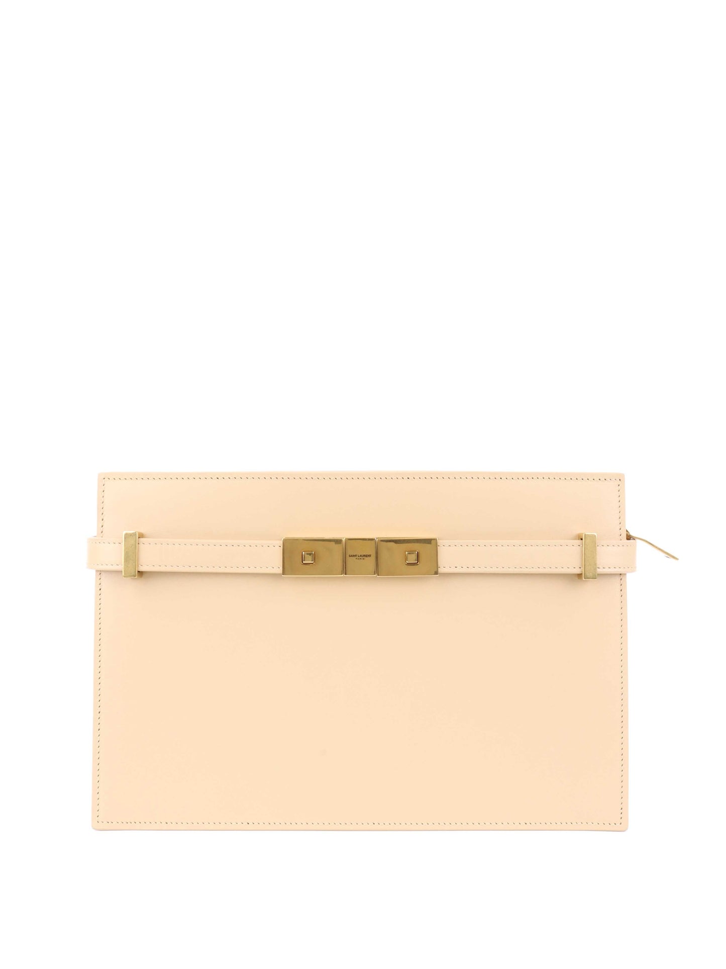 Saint Laurent Beige Manhattan Zip Chain Bag.
