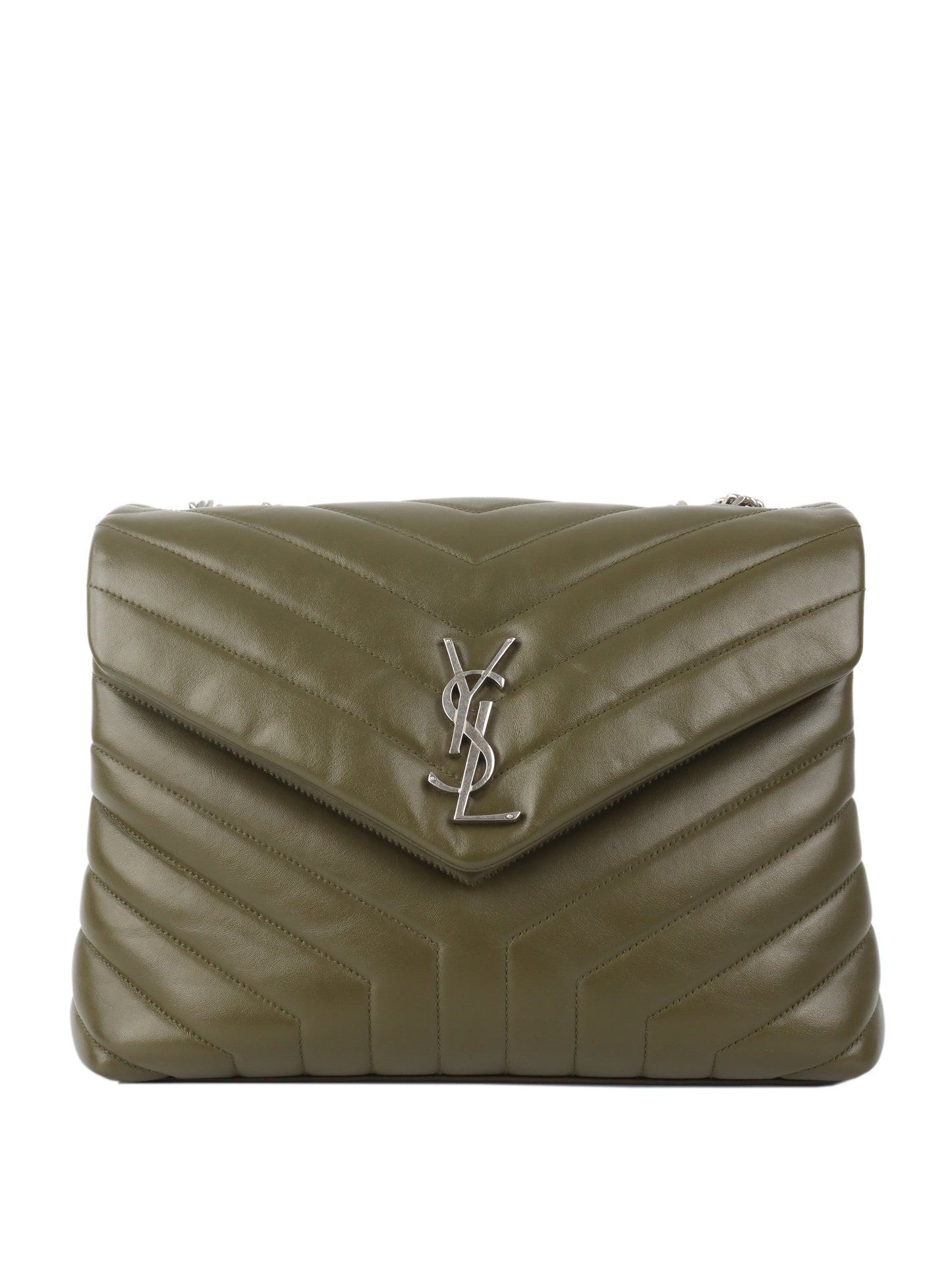 Saint Laurent Khaki Medium Loulou Bag.