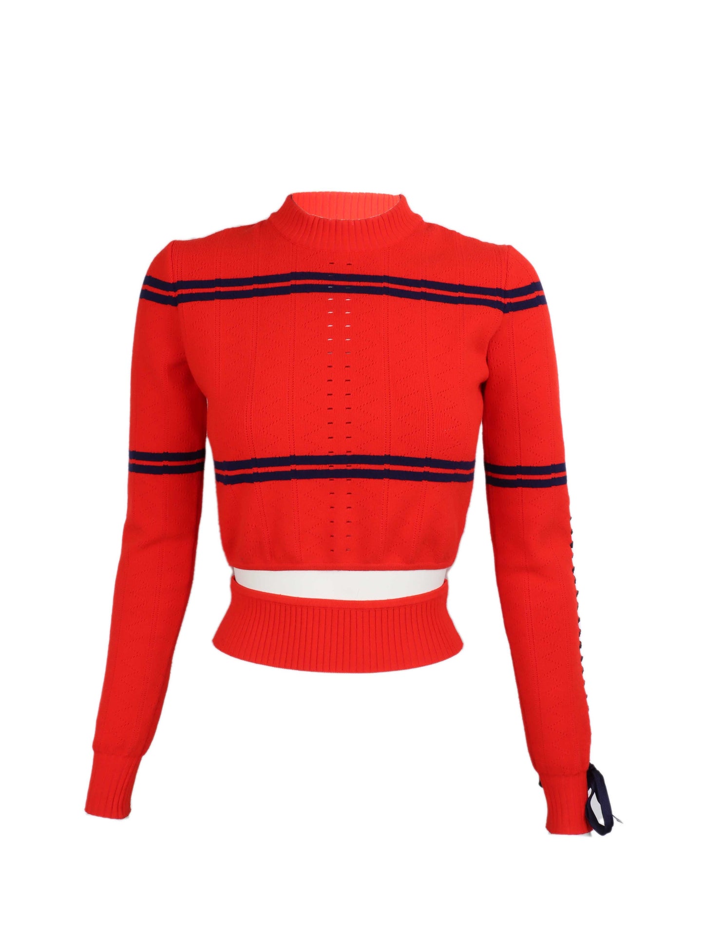 Fendi Red Cropped Knitted Sweater.