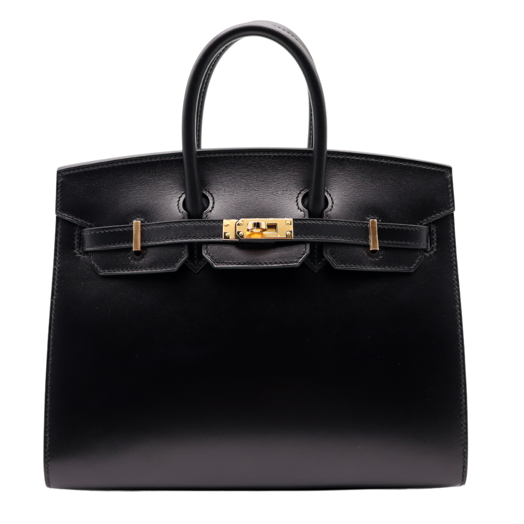 Hermes25cm Birkin Sellier Black Box Calf Leather Gold Hardware