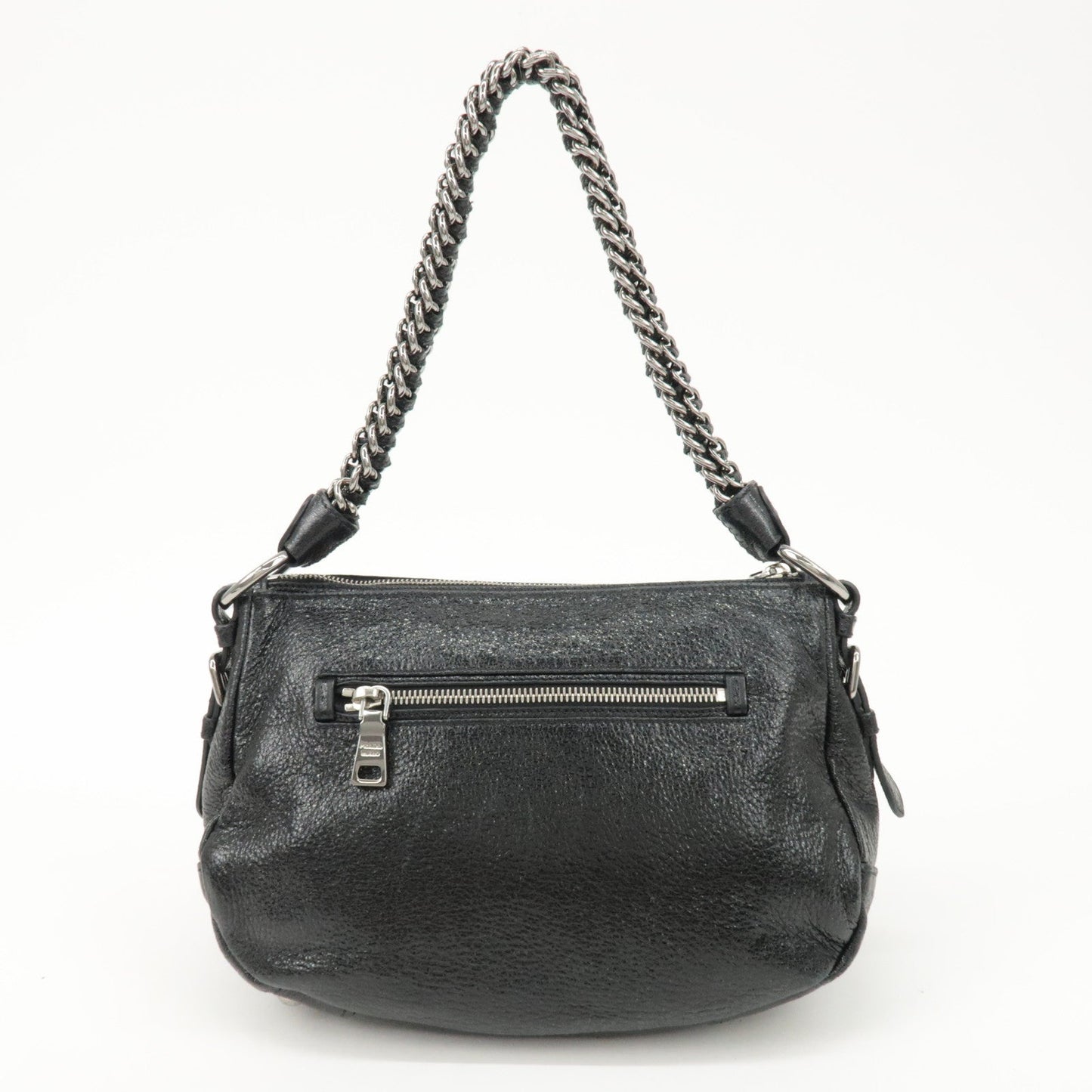 PRADA Logo Leather Chain Shoulder Bag Hand Bag Black BR4370