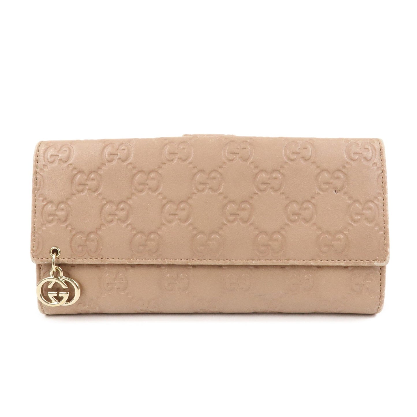 GUCCI Interlocking G Guccissima Leather Long Wallet Pink 212104
