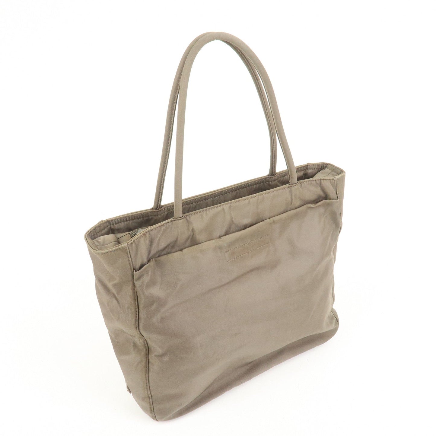 PRADA Triangle Logo Nylon Tote Bag Hand Bag Gray