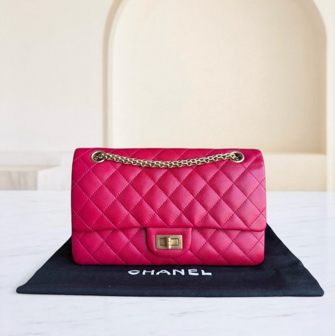 Chanel 2.55 Reissue 225 - 24CM Caviar Quilted Hot Pink Gold Hardware Series 23
