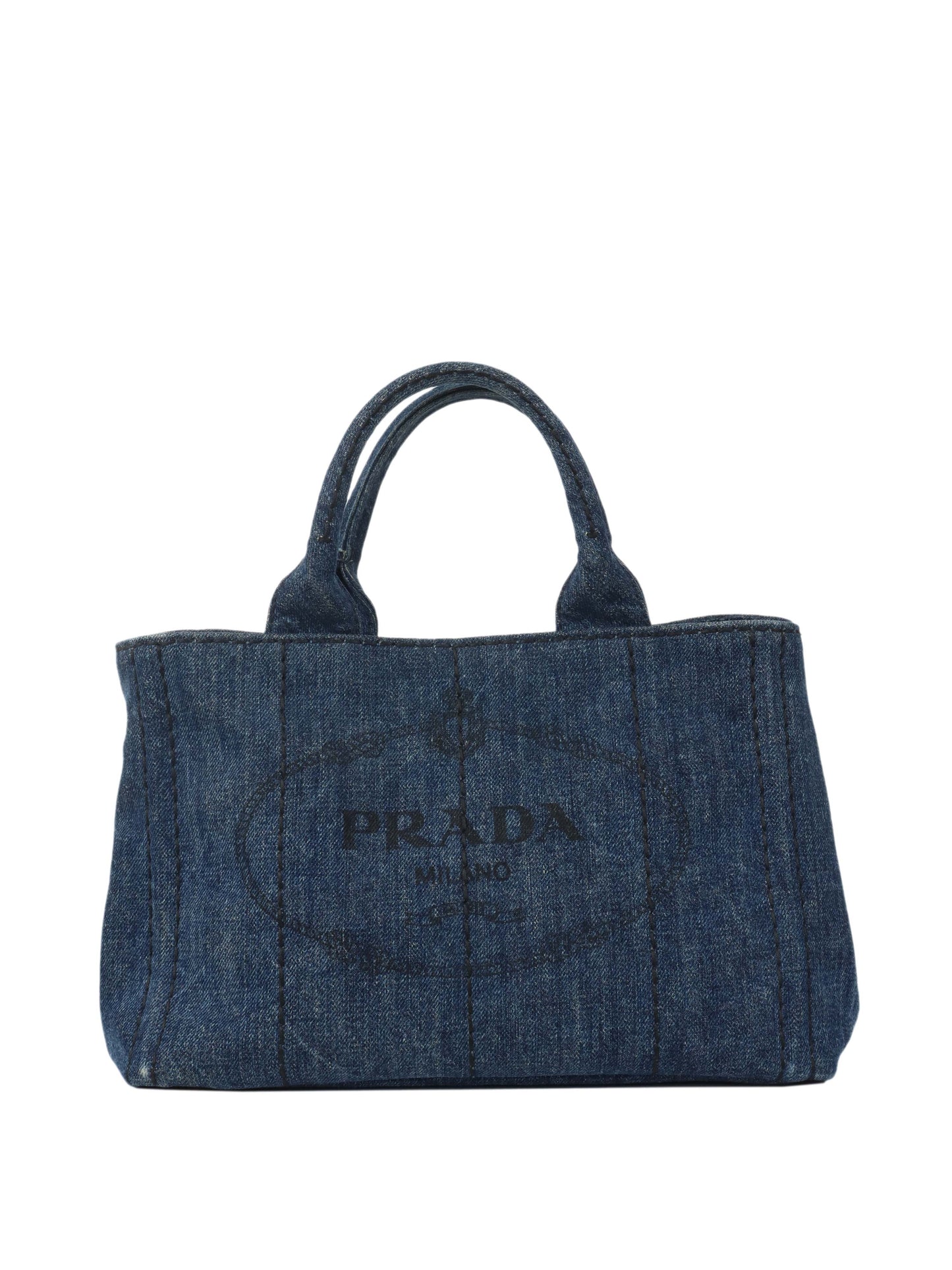 Prada Small Canapa Denim Tote.