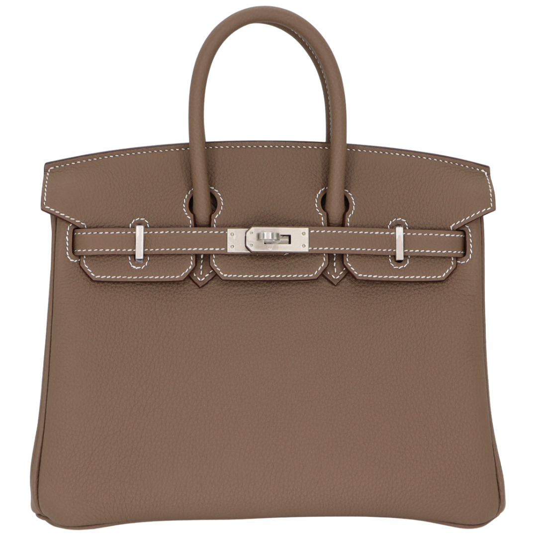 Hermes25cm Birkin Etoupe Togo Leather Brushed Palladium Hardware