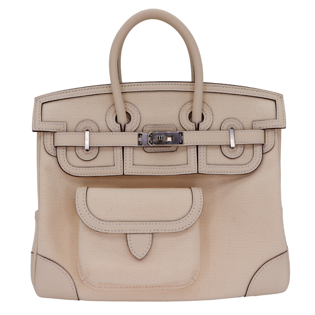Hermes25cm Birkin Cargo Nata Canvas/ Swift Leather Palladium Hardware