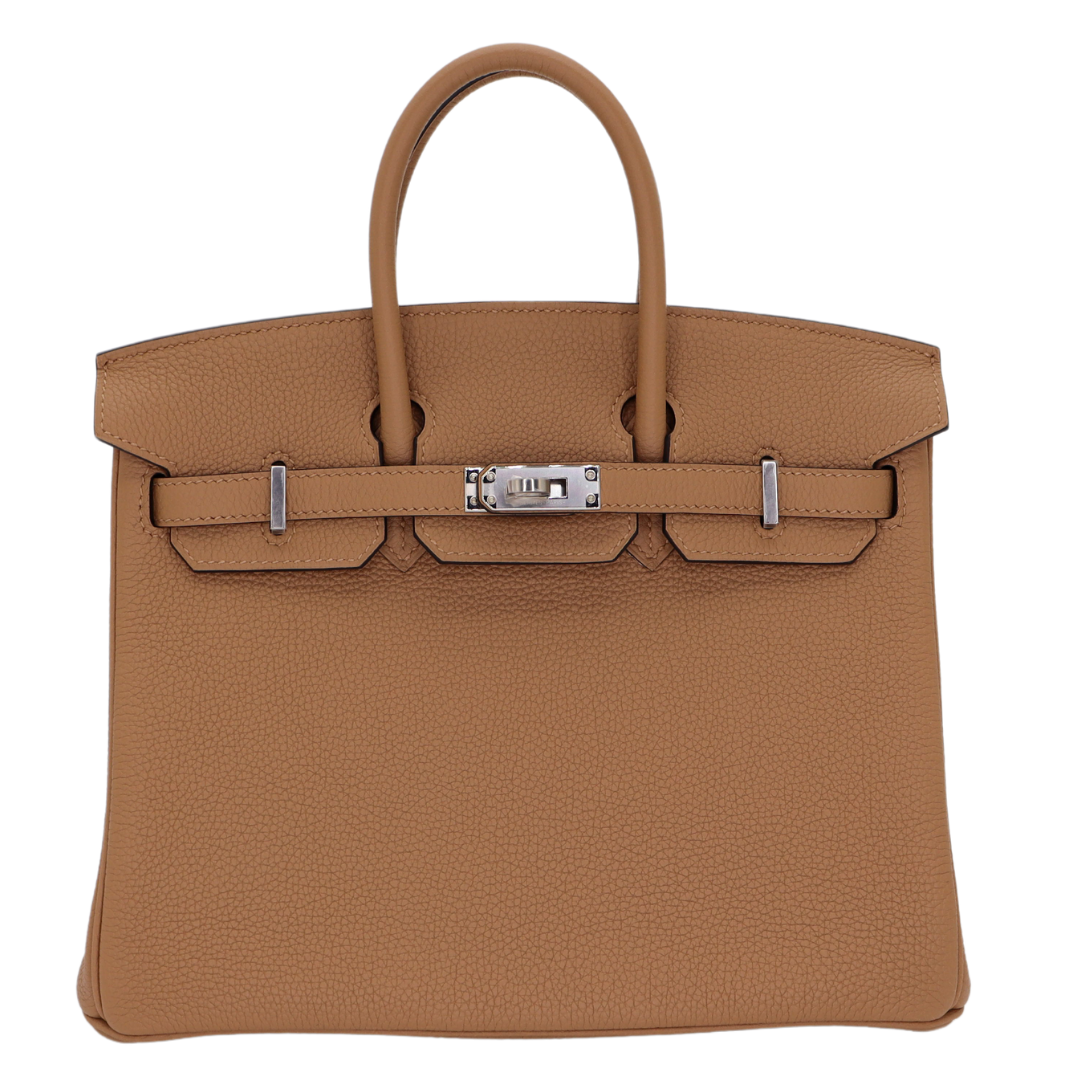 Hermes25cm Birkin Chai Togo Leather Palladium Hardware