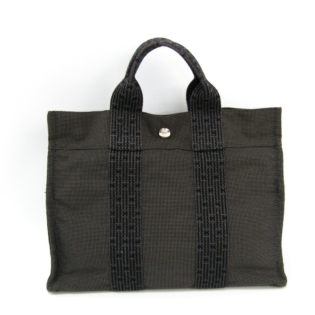 Luxury Hermes Gray Canvas Herline PM Tote Bag (SHA14561)