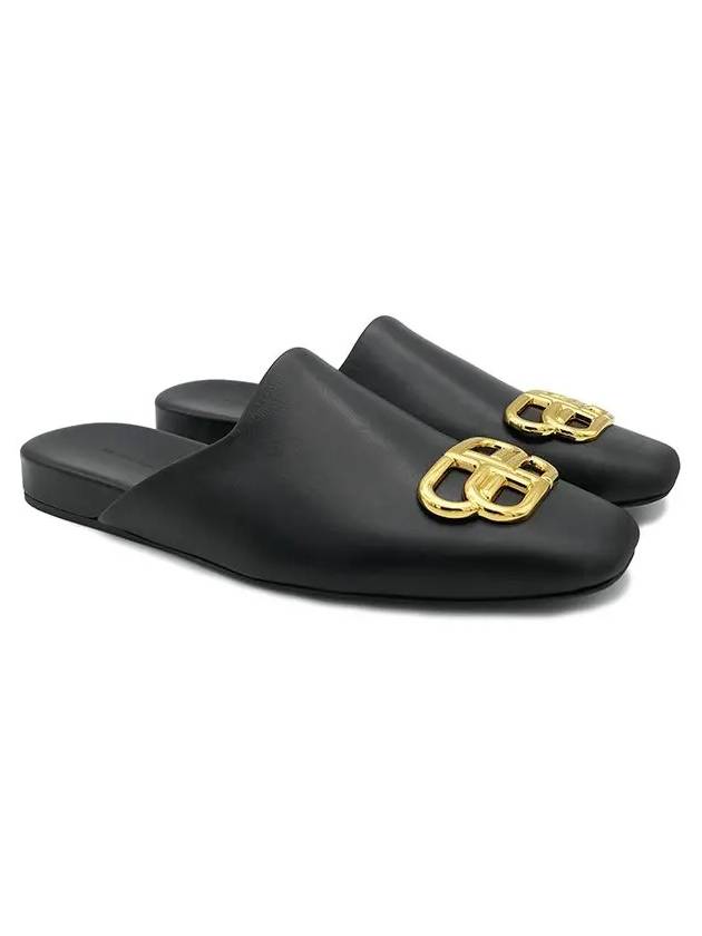 Luxury Balenciaga Trending 2026 BB Logo Leather Mule Black