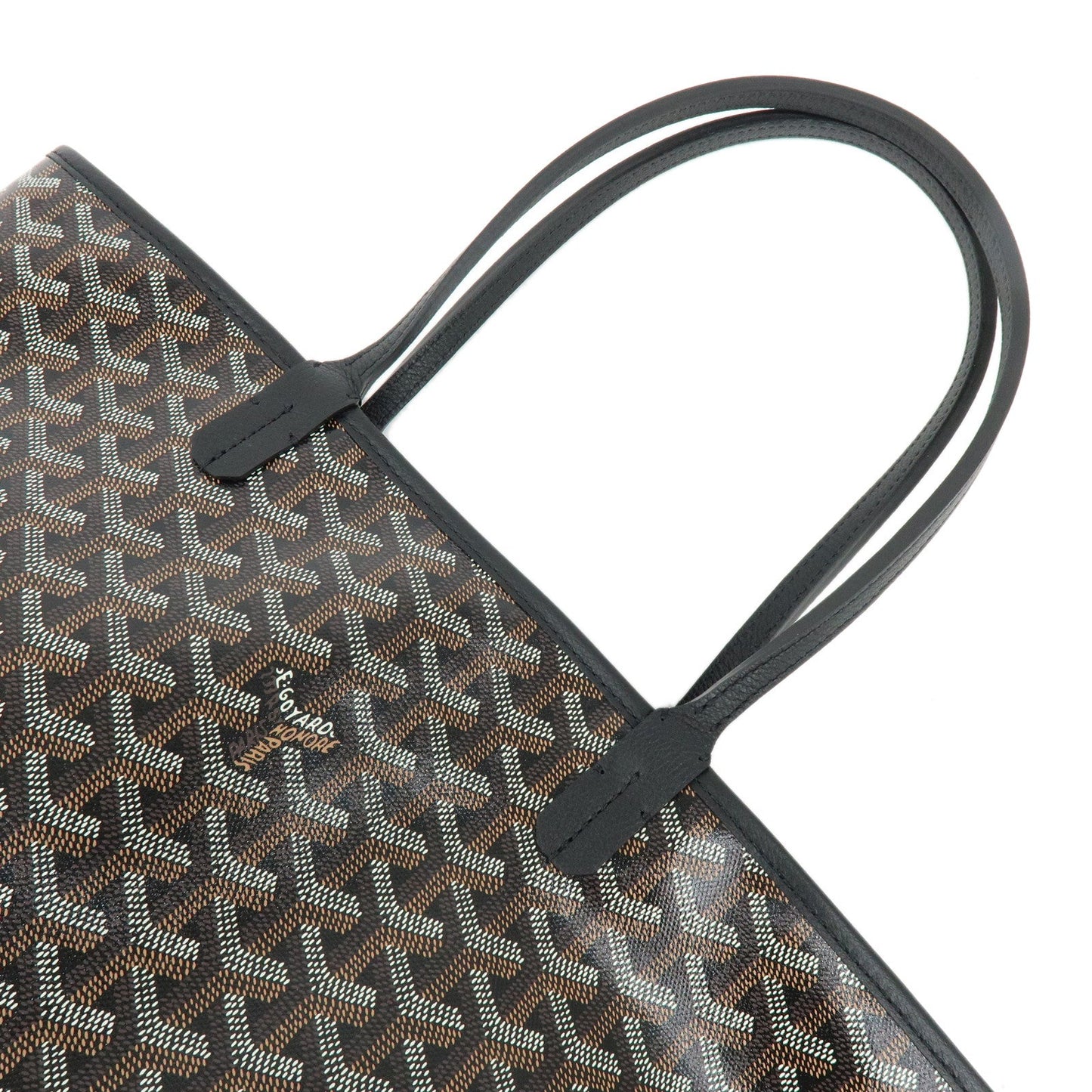 GOYARD Artois PM PVC Leather Tote Bag Hand Bag Black Brown