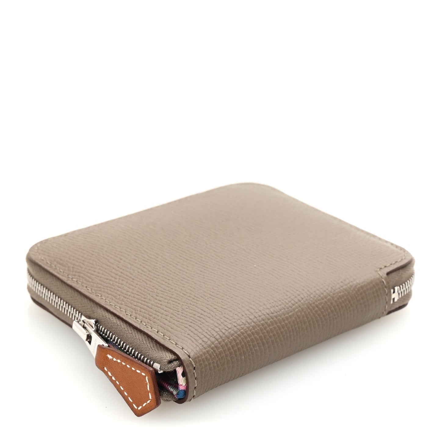 Hermes Epsom Silk'in Compact Wallet Etoupe Cassis Vert Fizz