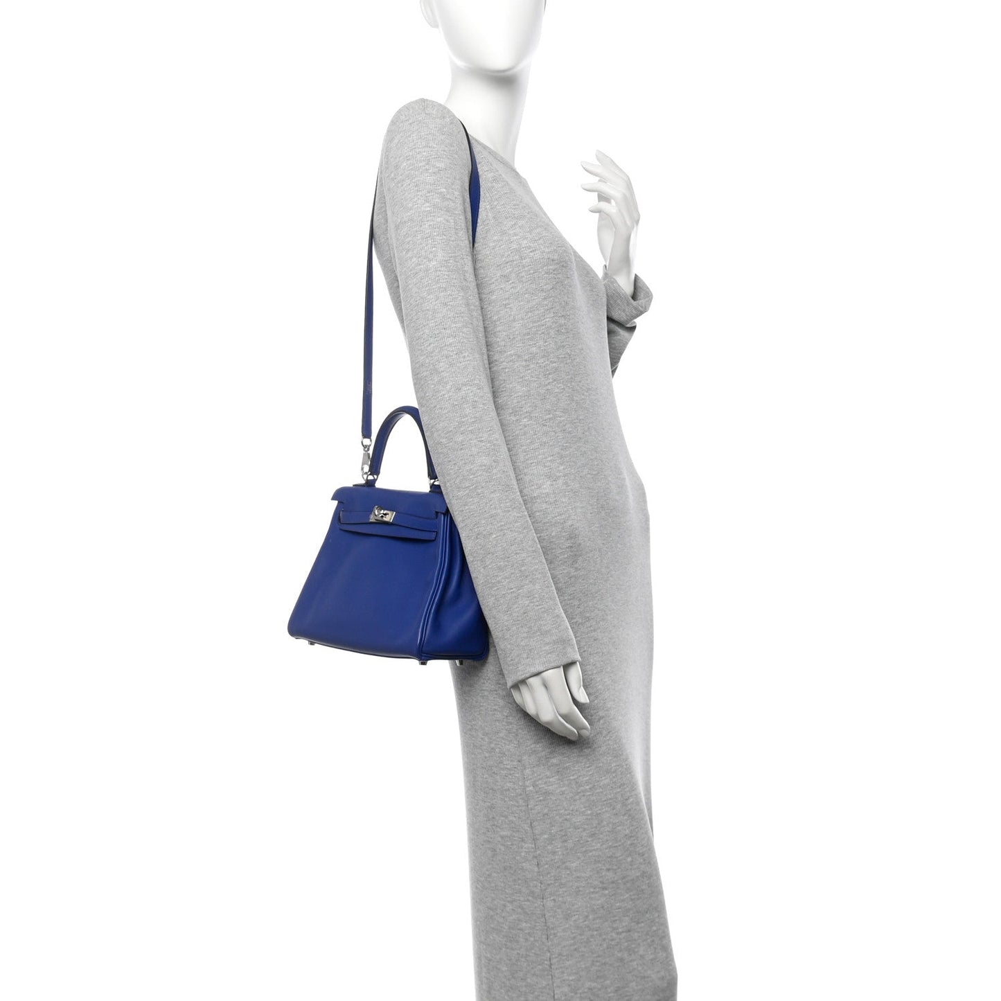 Hermes Swift Kelly Retourne 25 Bleu Electrique