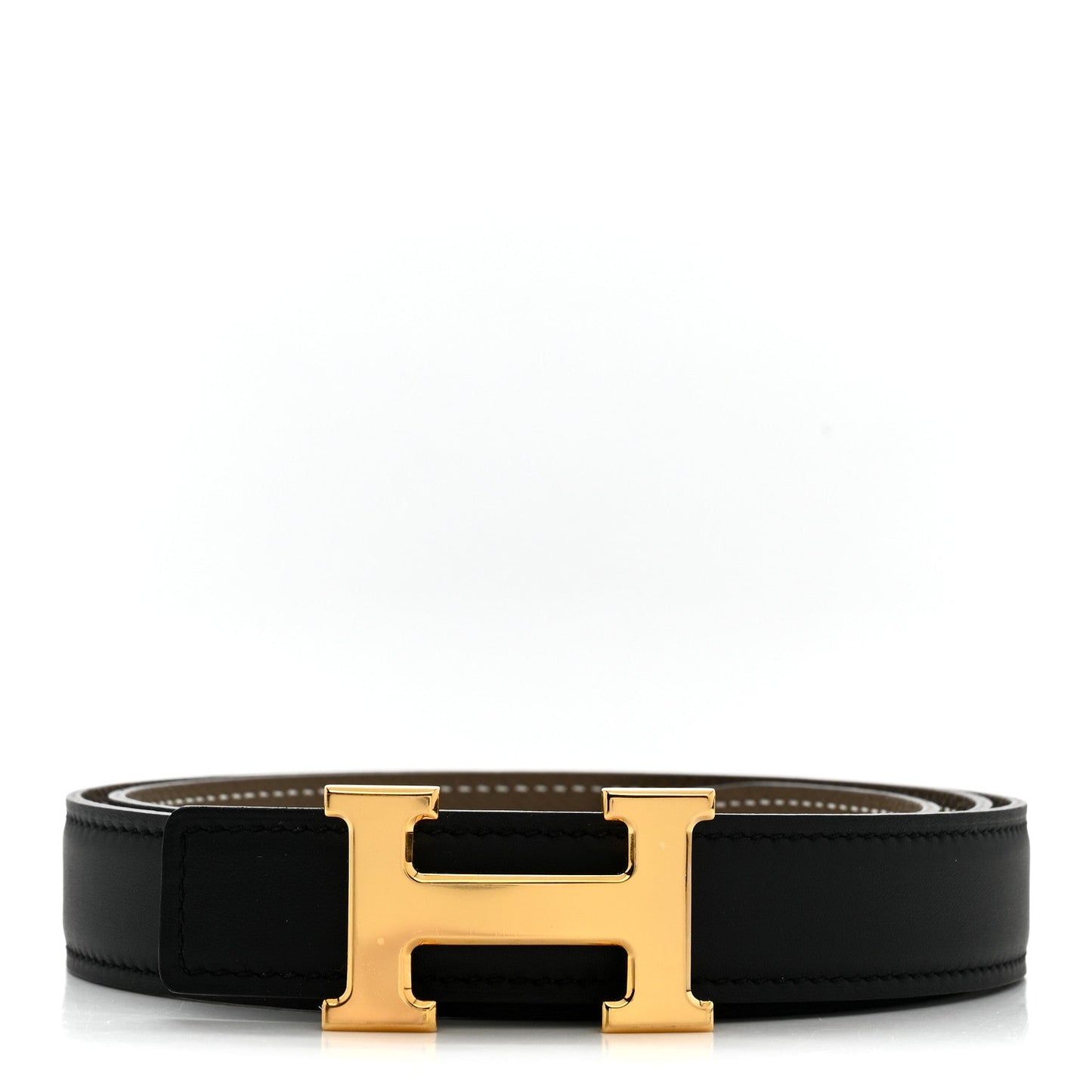 Hermes Swift Epsom 24mm Mini H Belt 85 34 Black Etoupe