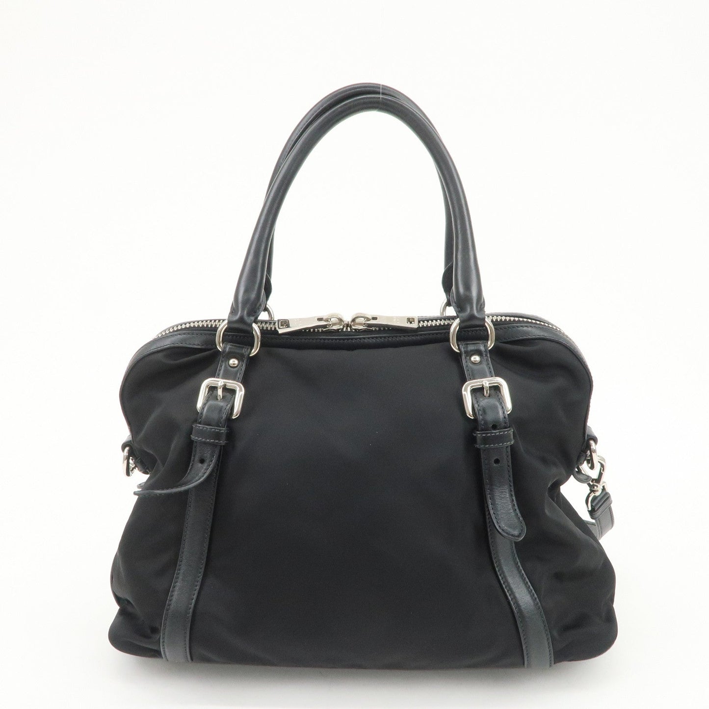 PRADA Nylon Leather 2Way Bag Hand Bag Shoulder Bag Black 1BB912