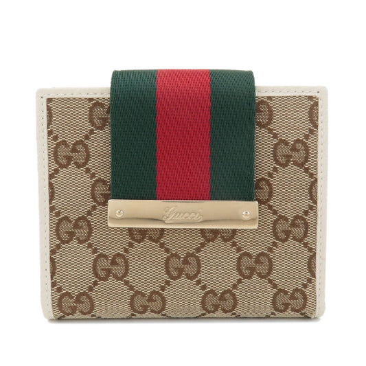 GUCCI Sherry GG Canvas Leather Bi-fold Wallet Beige Ivory 181669