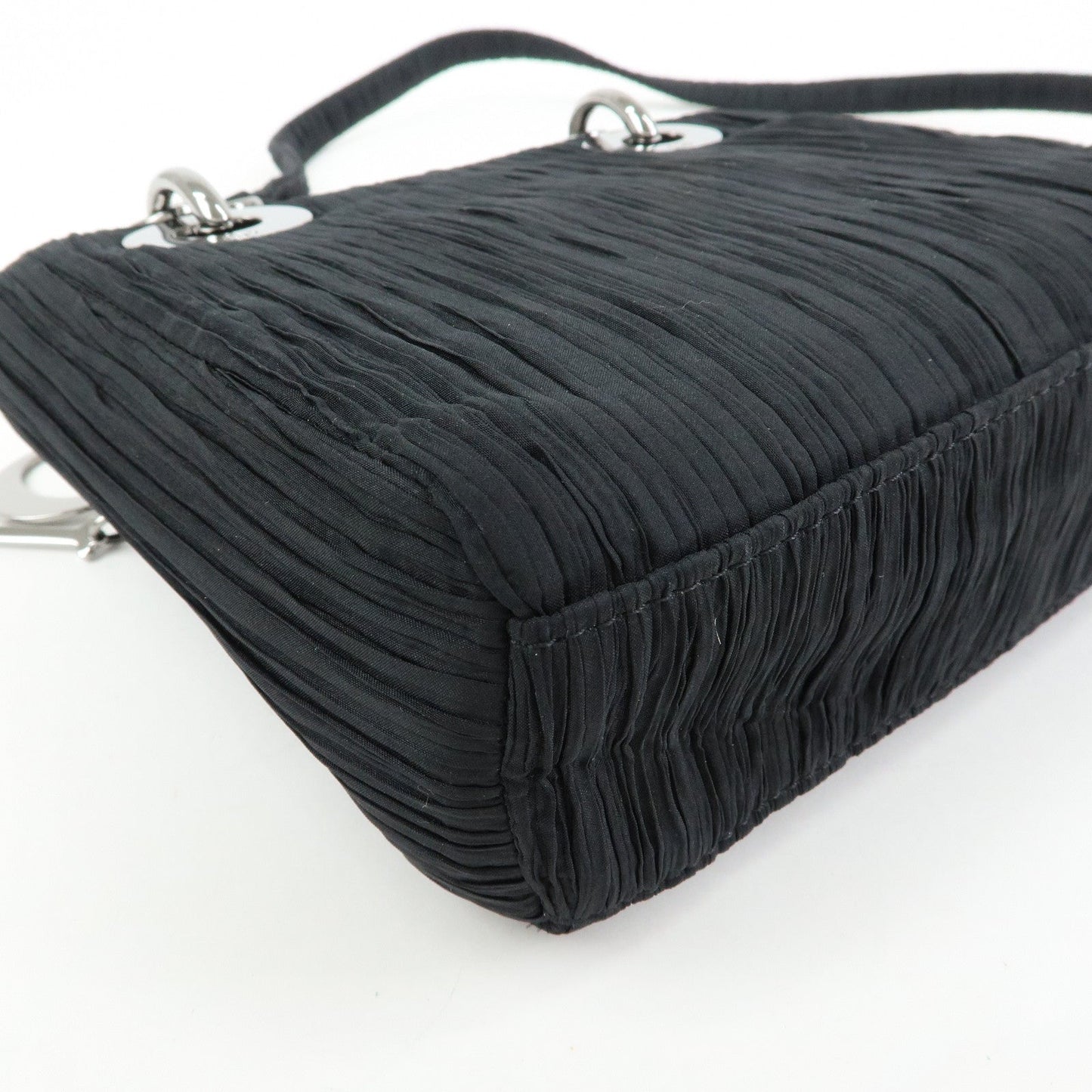 Christian Dior Lady Dior Rose Motif Satin 2Way Bag Hand Bag Black