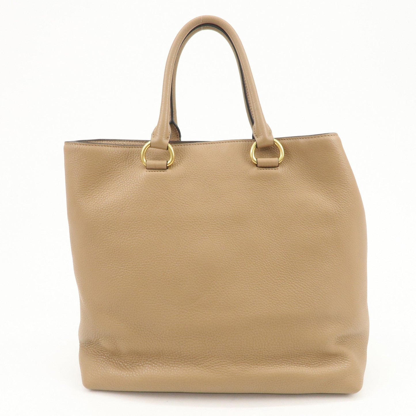PRADA Logo Leather 2Way Bag Tote Bag Shoulder Bag Brown 1BG865
