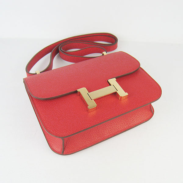 Luxury Hermes Constance Cowskin Leather Bag H017 red golden