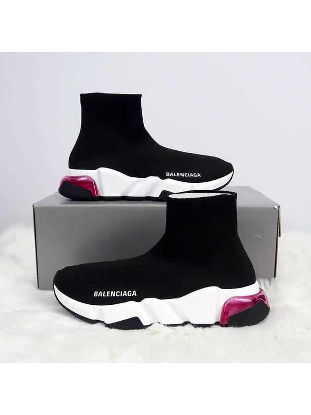 Luxury Balenciaga Trending 2026 Speed Clear Sole High Top Sneakers Pink Black