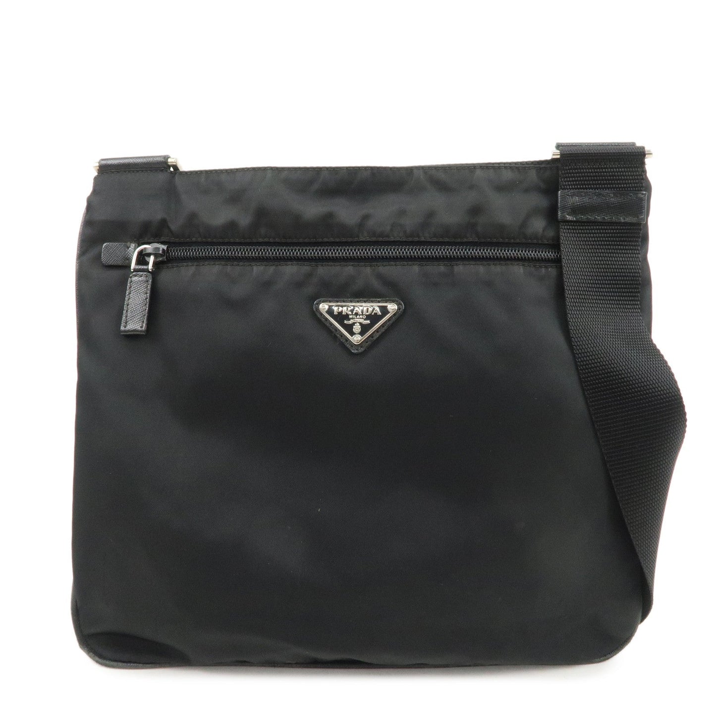 PRADA Triangle Logo Nylon Shoulder Bag Crossbody Bag Black