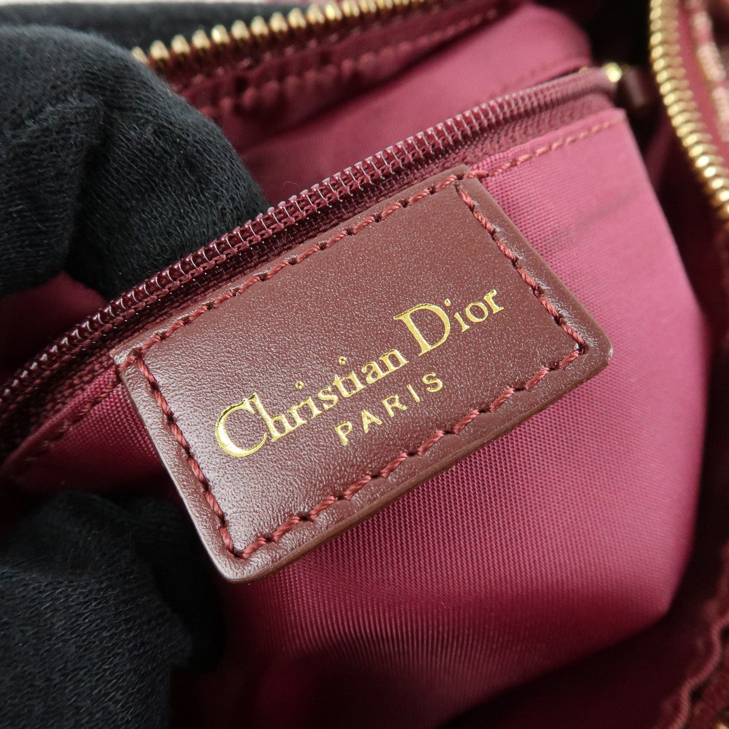 Christian Dior Trotter Jacquard Canvas Leather Boston Bag Hand Bag