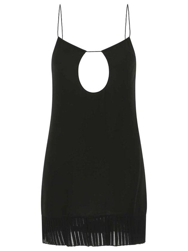 Luxury Saint Laurent Trending 2025 Backless Viscose Short Dress Black