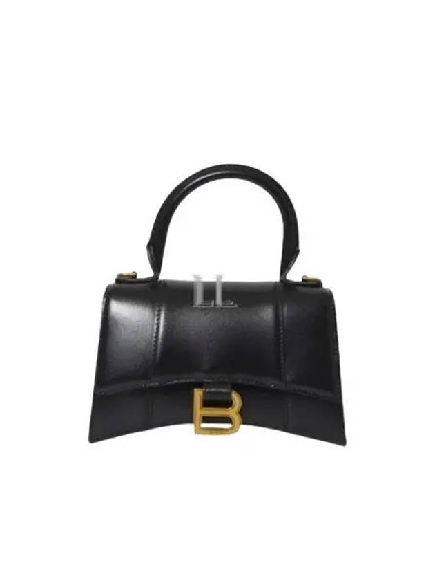 Luxury Balenciaga Trending 2026 Hourglass XS Glossy Calfskin Tote Bag Black