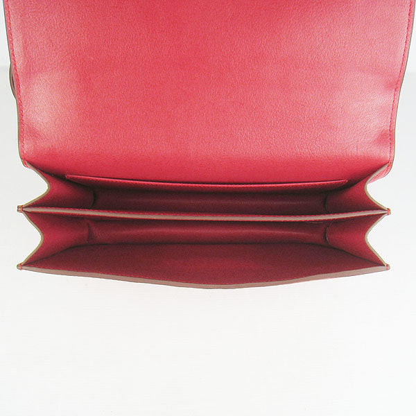 Luxury Hermes Calf Leather Message Bag H020 Red Golden