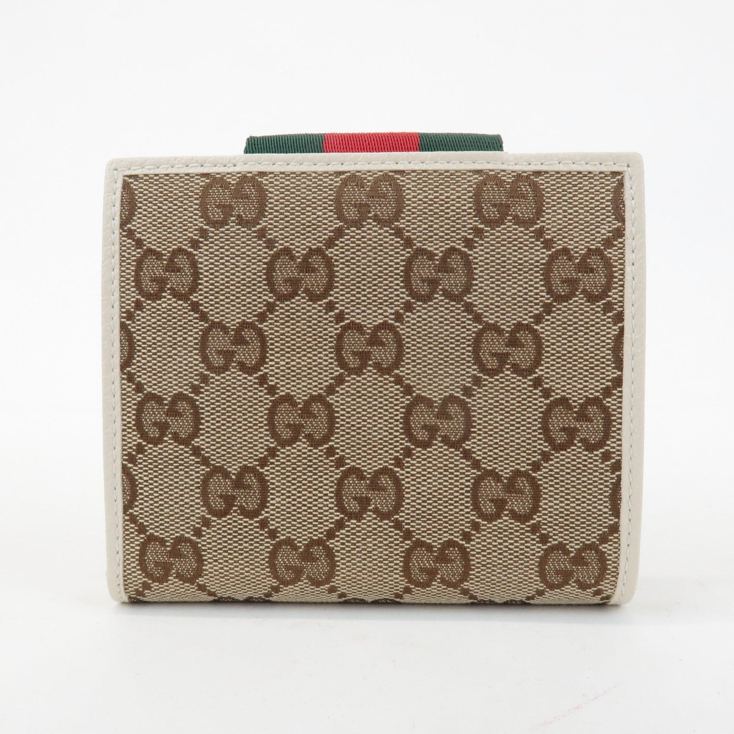 GUCCI Sherry GG Canvas Leather Bi-fold Wallet Beige Ivory 181669