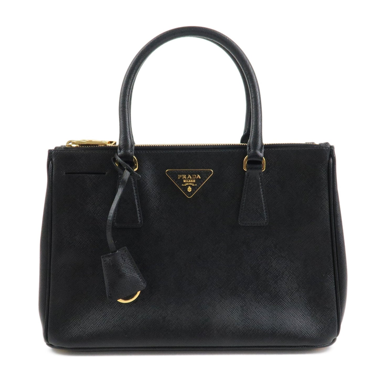 PRADA Triangle Logo Saffiano Leather 2WAY Hand Bag Black BN1801