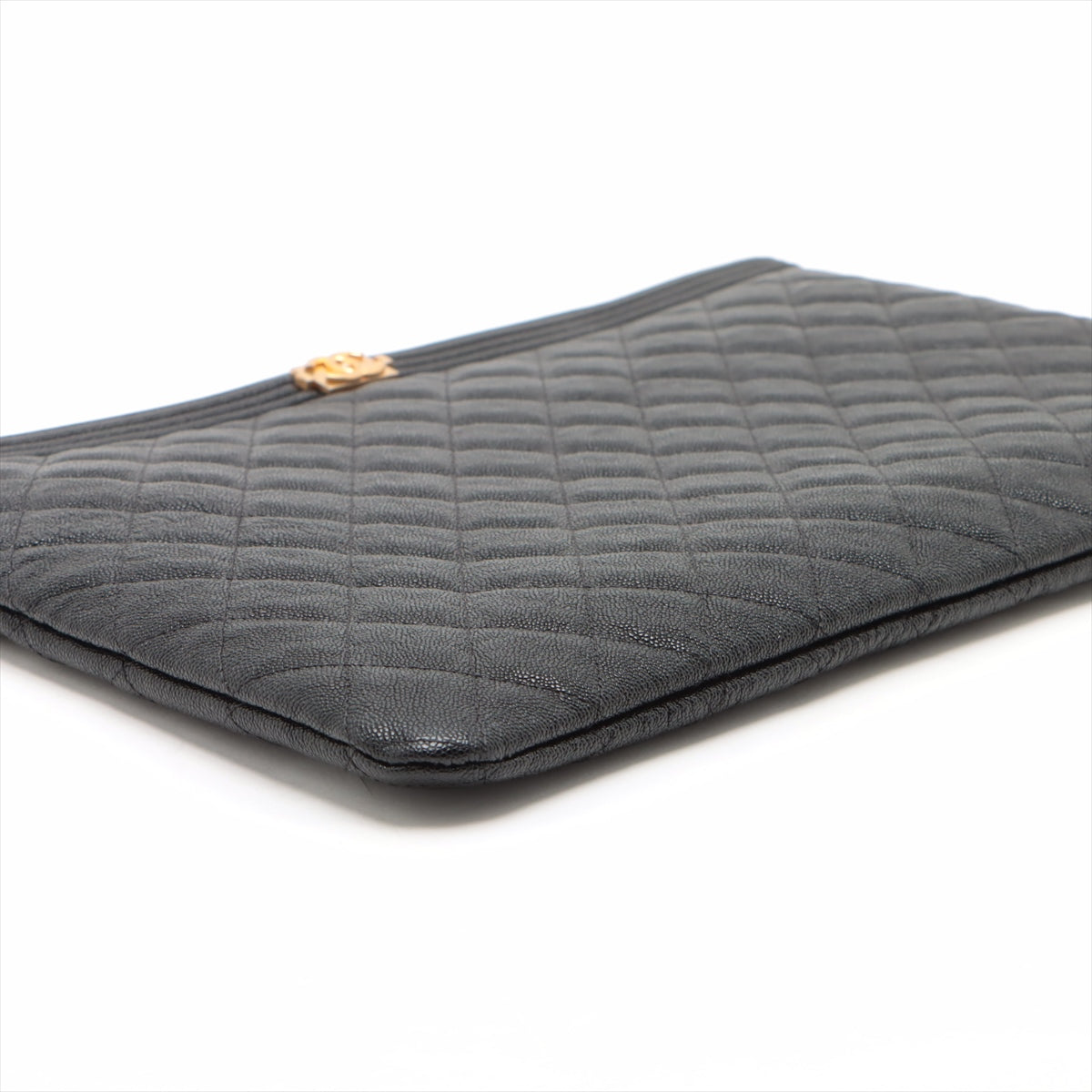 Chanel Boy Chanel Caviar S Clutch Bag Black Gold  25th