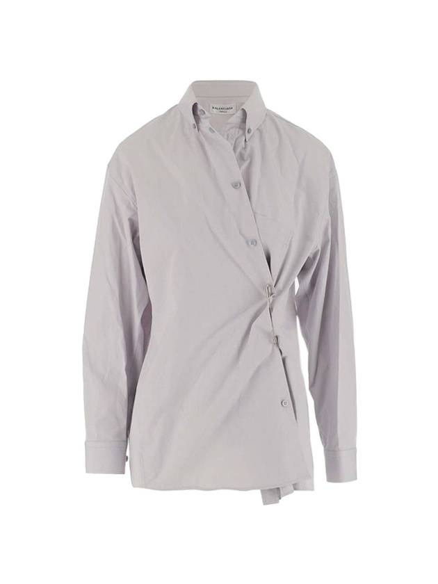 Luxury Balenciaga Trending 2026 Twist Button Cotton Shirt Grey