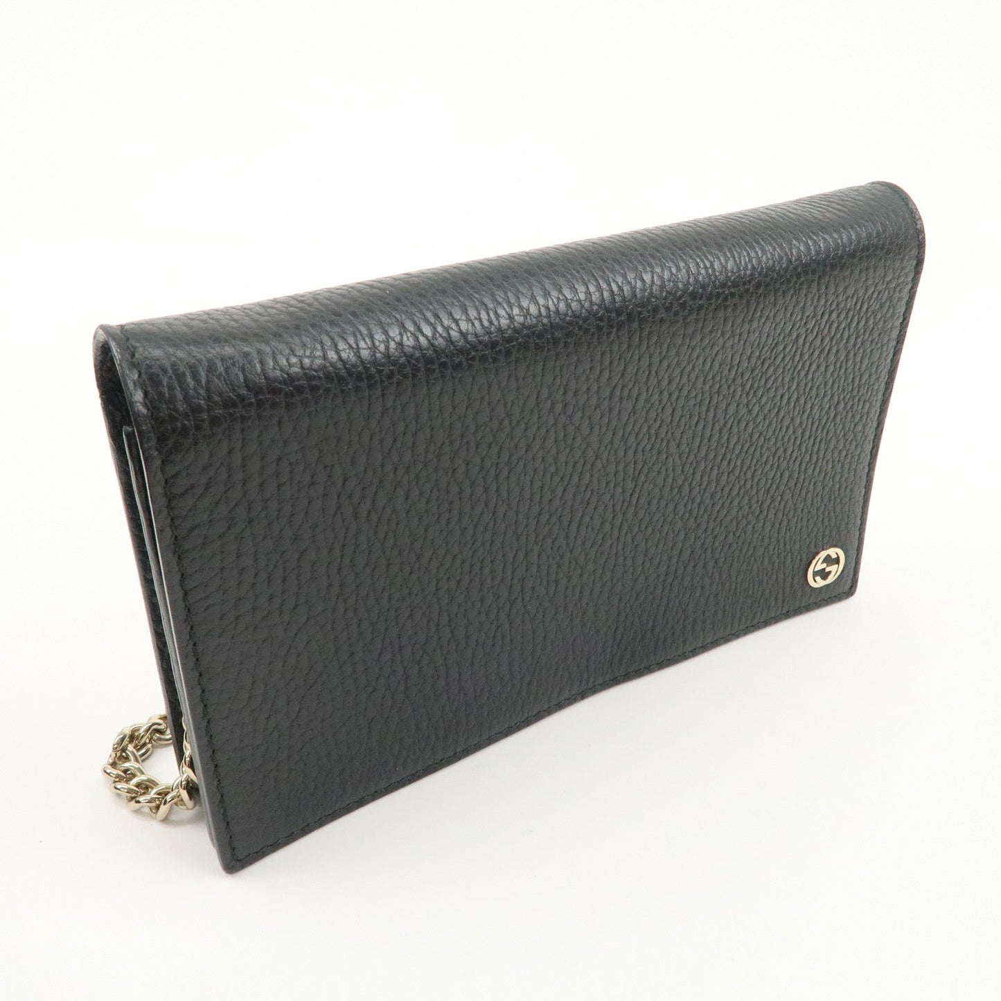 GUCCI Interlocking G Calf Leather Chain Wallet Shoulder Bag 466506