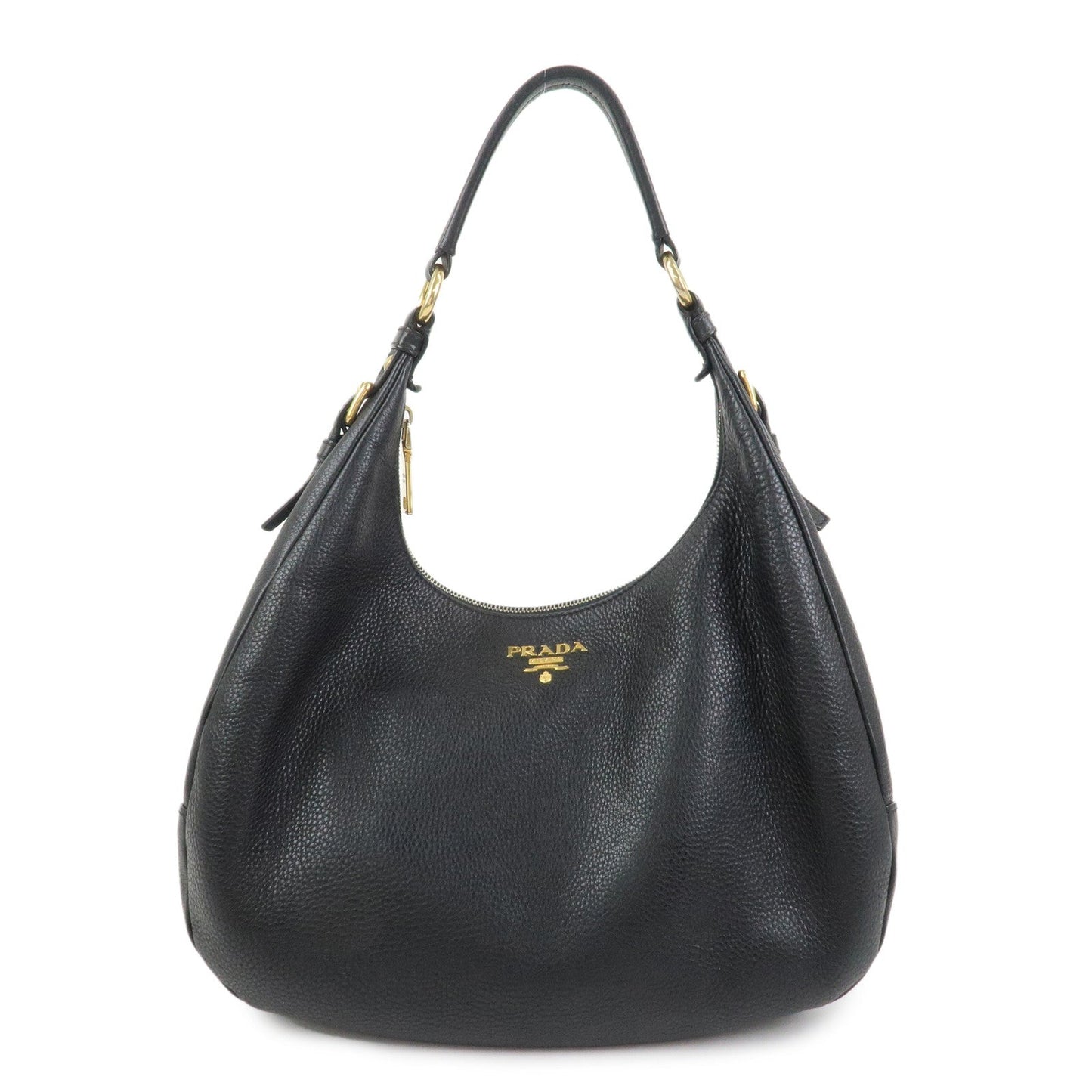 PRADA Leather Shoulder Bag Hand Bag Black BR4311
