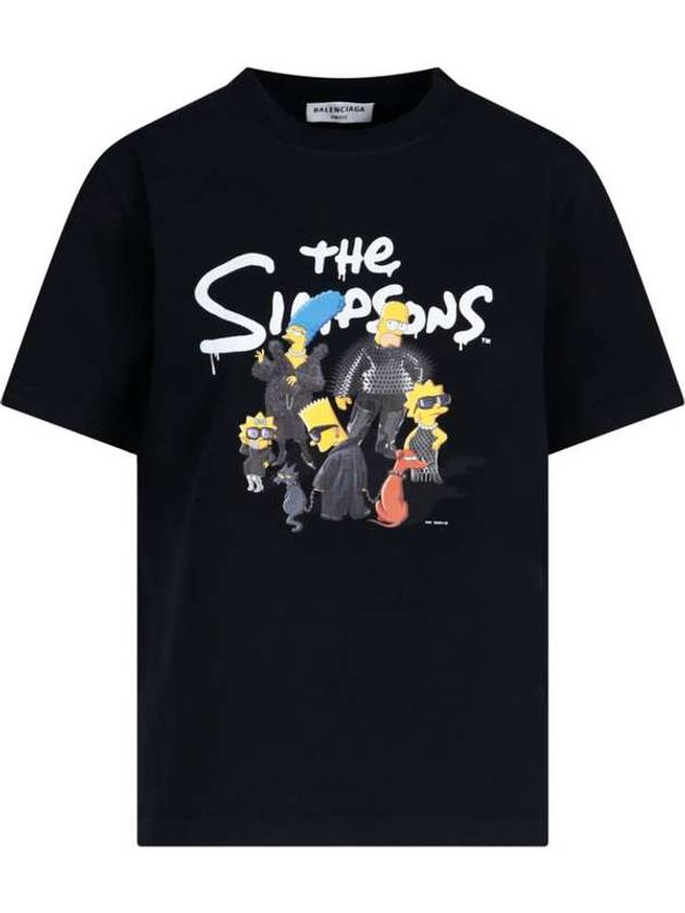 Luxury Balenciaga Trending 2026 Women's The Simpsons Printing Small Fit Short Sleeve T-Shirt Black