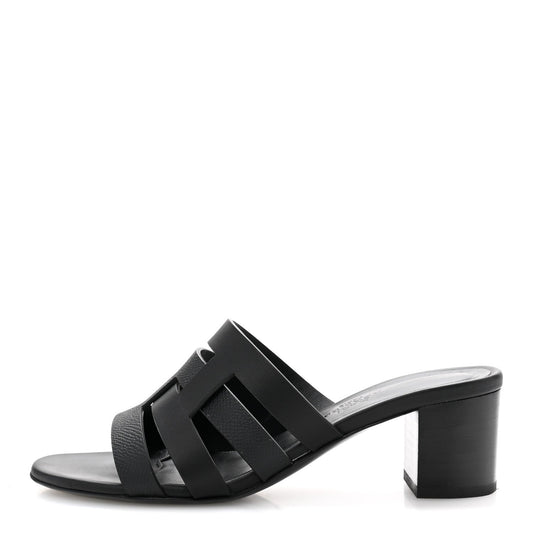 Hermes Calfskin Epsom Amica Sandals 35 Black