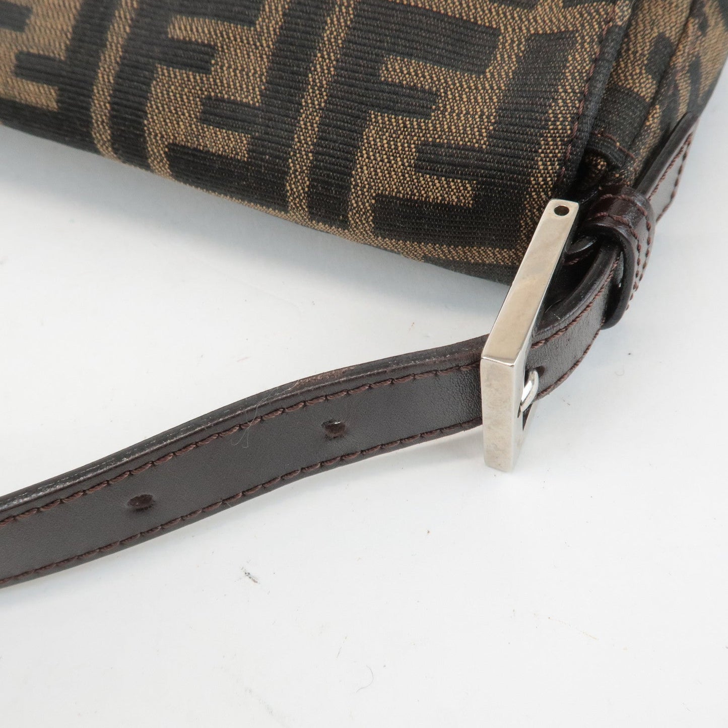FENDI Zucca Mamma Baguette Canvas Shoulder Bag 26424 Brown Black