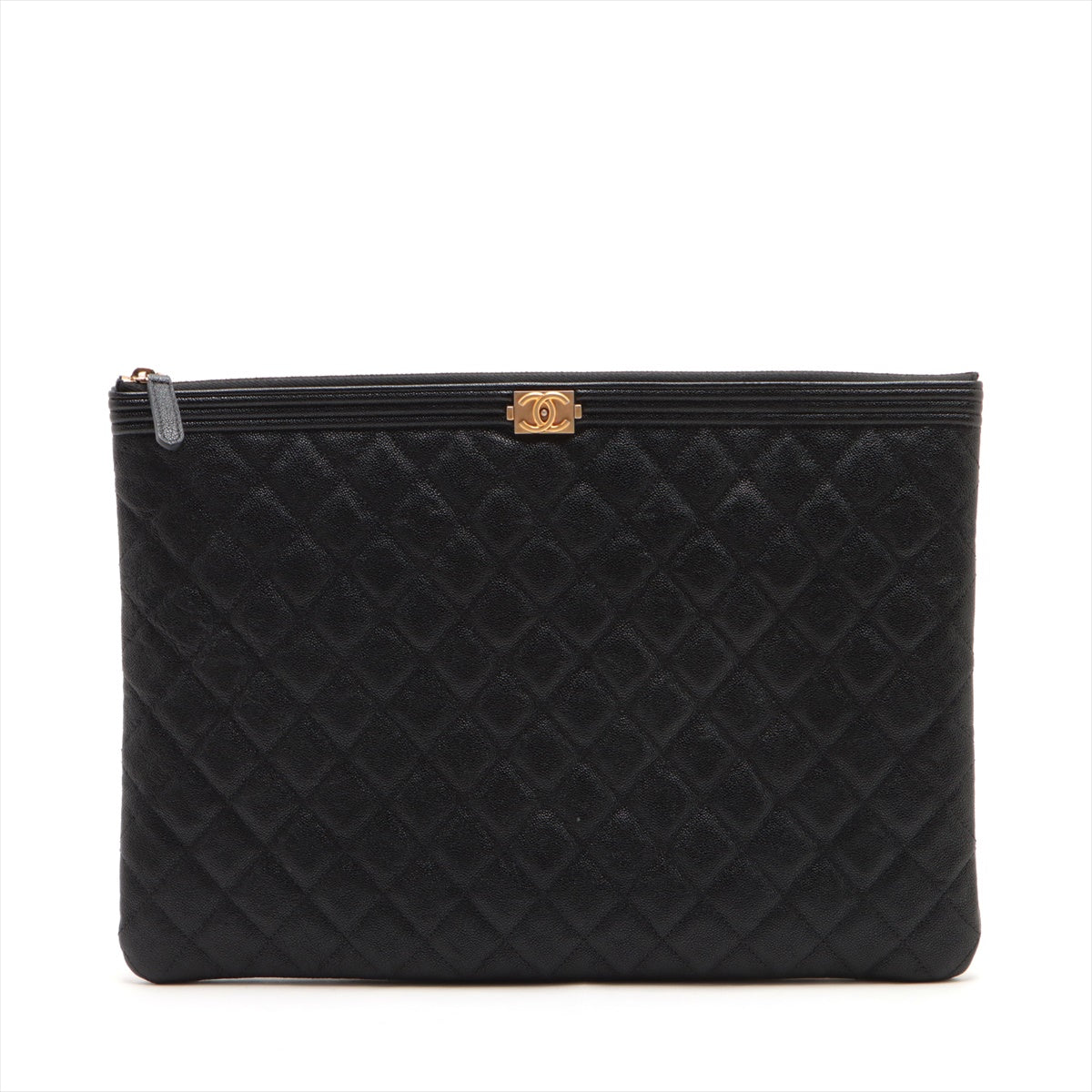 Chanel Boy Chanel Caviar S Clutch Bag Black Gold  25th