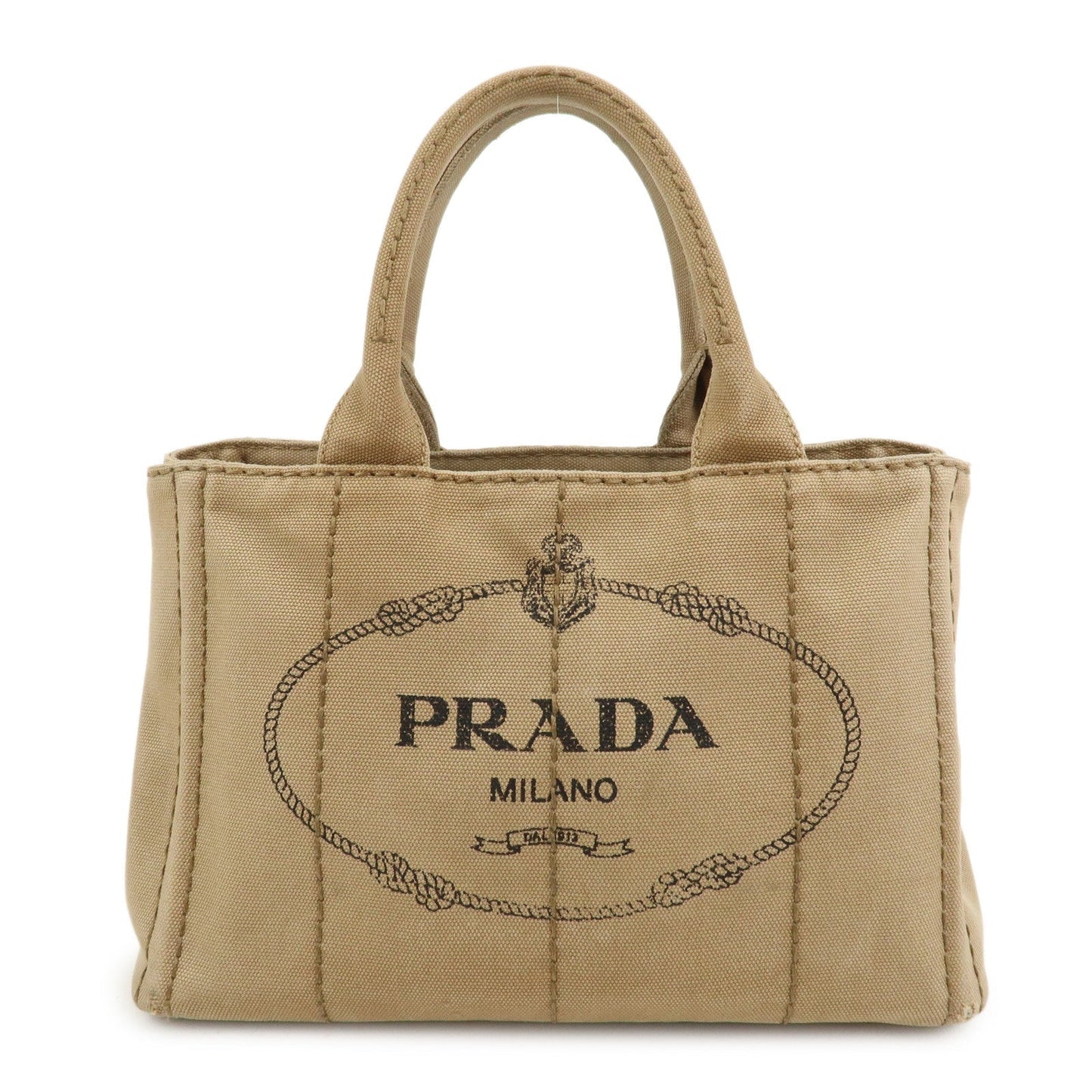 PRADA Logo Canapa Mini Canvas 2Way Bag Hand Bag Beige 1BG439